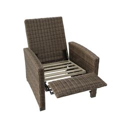 Outdoor relax armchair in aluminum and synthetic rattan in brown, 92 x 78 x 108 cm | Brent