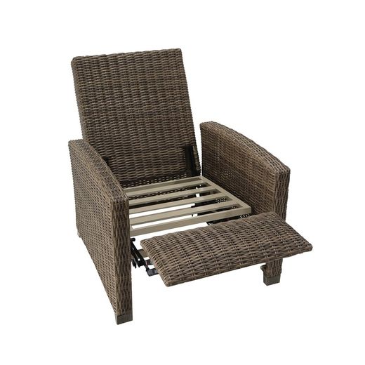 Outdoor relax armchair in aluminum and synthetic rattan in brown, 92 x 78 x 108 cm | Brent