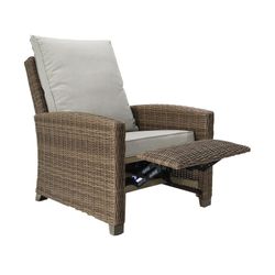Outdoor relax armchair in aluminum and synthetic rattan in brown, 92 x 78 x 108 cm | Brent