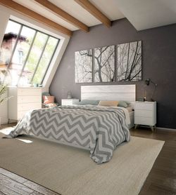 Κεφαλάρι με 2 κομοδίνα σε γκρι/λευκό ξύλο, 240x33,5x101 cm | ΓΛΥΚΟΣ