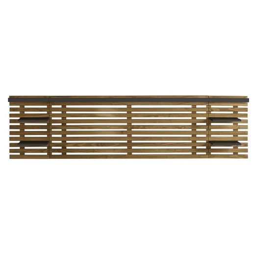 Cabeceira de cama em pinho natural e preto, 240 x 23,4 x 61,9 cm | Nidra