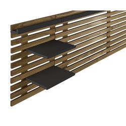 Cabeceira de cama em pinho natural e preto, 240 x 23,4 x 61,9 cm | Nidra