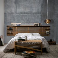 Sosnowe wezgłowie w kolorze naturalnym i czarnym, 240 x 23,4 x 61,9 cm | Nidra