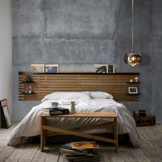 Sosnowe wezgłowie w kolorze naturalnym i czarnym, 240 x 23,4 x 61,9 cm | Nidra