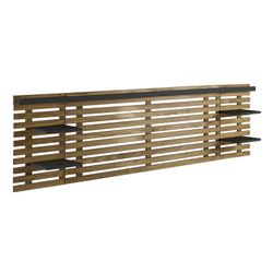 Cabeceira de cama em pinho natural e preto, 240 x 23,4 x 61,9 cm | Nidra
