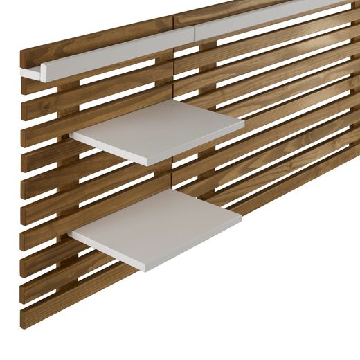 Tête de lit en pin naturel et blanc, 240 x 23,4 x 61,9 cm | Nidra