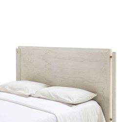 Hoofdeinde van wit/goud metaal en hout, 160 x 6 x 110 cm