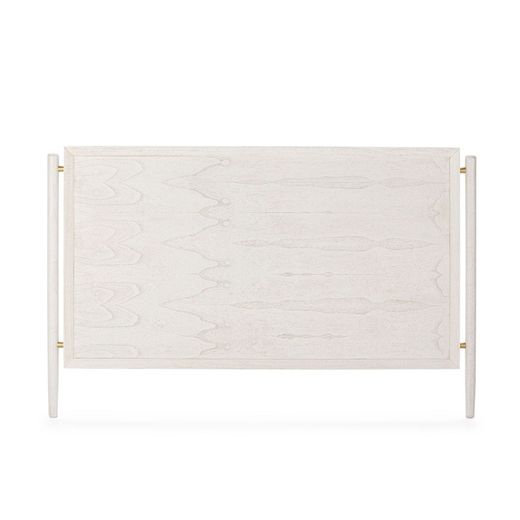 Hoofdeinde van wit/goud metaal en hout, 160 x 6 x 110 cm