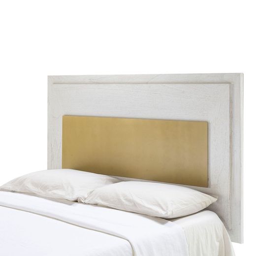Kopfteil aus Metall und Holz in Weiß/Gold, 160 x 8 x 90 cm | Luxus