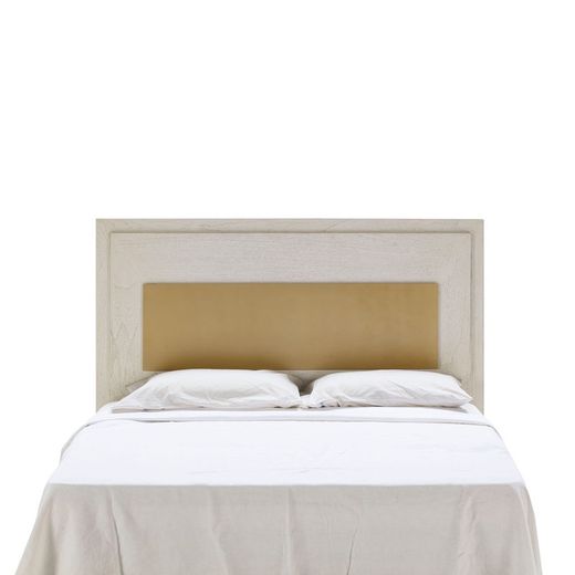 Kopfteil aus Metall und Holz in Weiß/Gold, 160 x 8 x 90 cm | Luxus