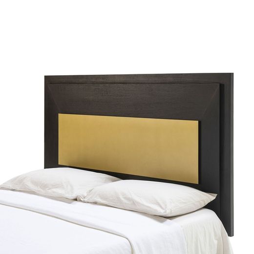 Czarno-złoty zagłówek z metalu i drewna, 160 x 8 x 90 cm | luksus