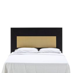 Czarno-złoty zagłówek z metalu i drewna, 160 x 8 x 90 cm | luksus