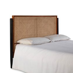 Mehrfarbiges Kopfteil aus Rattan und Holz, 160 x 6 x 110 cm