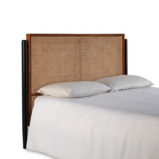 Mehrfarbiges Kopfteil aus Rattan und Holz, 160 x 6 x 110 cm