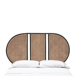 Testata letto in rattan naturale/nero, 160x3x90 cm