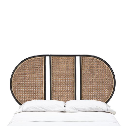 Testata letto in rattan naturale/nero, 160x3x90 cm