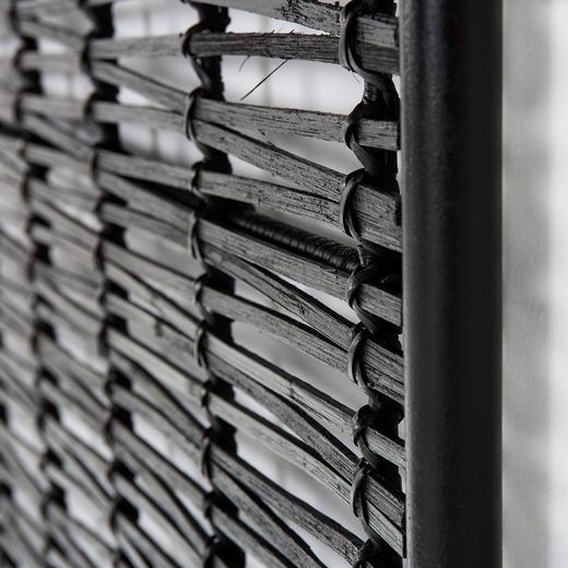 Kopfteil aus Korbgeflecht und schwarzem Metall, 160 x 3 x 90 cm