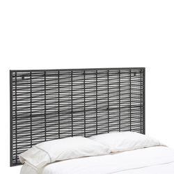 Kopfteil aus Korbgeflecht und schwarzem Metall, 160 x 3 x 90 cm