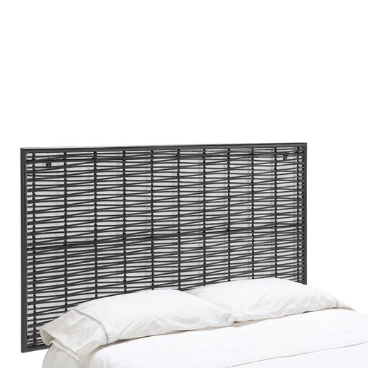 Kopfteil aus Korbgeflecht und schwarzem Metall, 160 x 3 x 90 cm