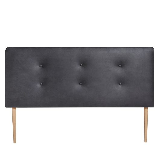 Anthracite synthetic leather headboard with wooden legs, 152 x 8 x 65/105 cm