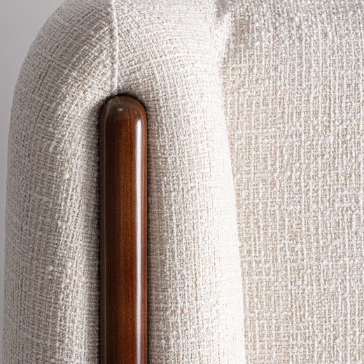 Cabecero de tejido de poliéster en blanco roto, 215 x 22 x 114 cm | Vilde