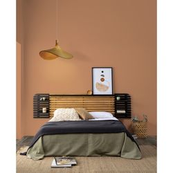 DIMAS Testata Letto in Pino Marrone/Nero e Mdf, 240x23,4x61,9 cm