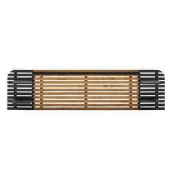 DIMAS Testata Letto in Pino Marrone/Nero e Mdf, 240x23,4x61,9 cm