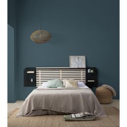 DIMAS Headboard in Black/Natural Pine and Mdf, 240x23.4x61.9 cm