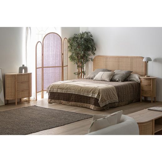 Tête de lit Ikla en frêne naturel et rotin, 190 x 3 x 120 cm