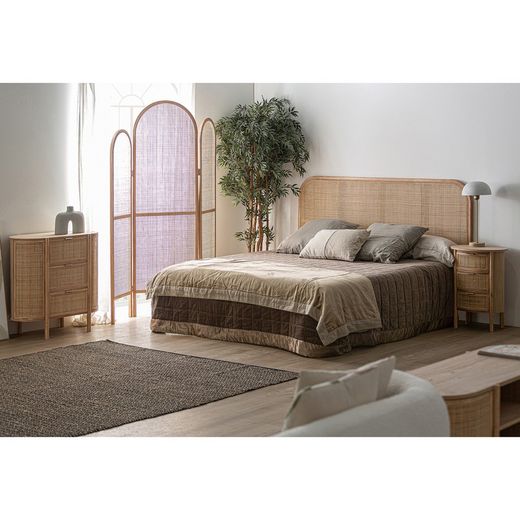 Tête de lit Ikla en frêne naturel et rotin, 190 x 3 x 120 cm