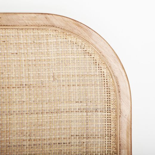 Tête de lit Ikla en frêne naturel et rotin, 190 x 3 x 120 cm