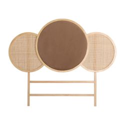 Larvik sänggavel i furu, rotting och sammet i natur, 160 x 3 x 130 cm