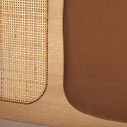 Headboard in pine, rattan and velvet in natural, 160 x 5 x 80 cm | Larvik