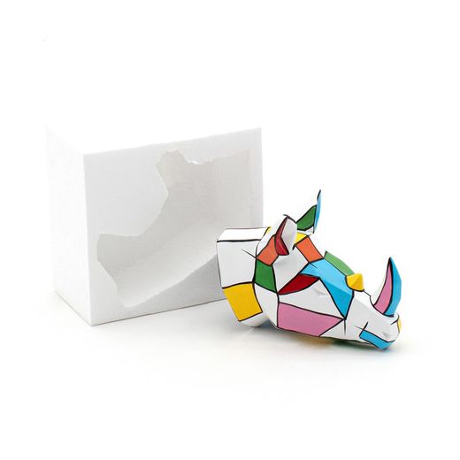 Polyresin wall rhinoceros head figure