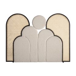 Prati Bouclé headboard in natural pine wood, 190 x 8 x 143 cm