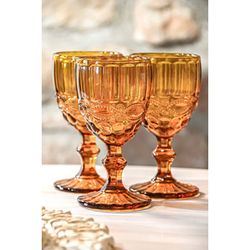 Set of 6 water glasses, 6 wine glasses, and 6 amber crystal tumblers | Classic Garbo