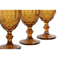 Set of 6 water glasses, 6 wine glasses, and 6 amber crystal tumblers | Classic Garbo