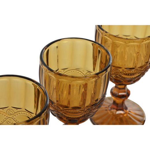 Set of 6 water glasses, 6 wine glasses, and 6 amber crystal tumblers | Classic Garbo