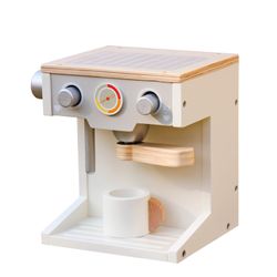Cafetera de juguete montessori de madera en blanco, 17 x 16 x 14 cm | Coffe Caprizze