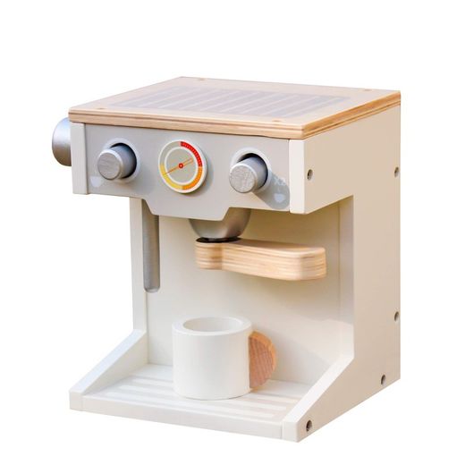 Cafetera de juguete montessori de madera en blanco, 17 x 16 x 14 cm | Coffe Caprizze