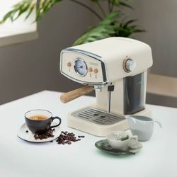 Vit halvautomatisk espressobryggare, 26,9 x 22,6 x 28,6 cm | kai