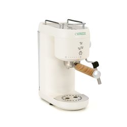 White Semi-Automatic Espresso Maker with Milk Frother, 36.8 x 12.2 x 30.3 cm | Hikari
