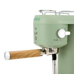 Grön halvautomatisk espressomaskin med mjölkskummare, 36,8 x 12,2 x 30,3 cm | Hikari