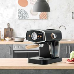 Svart halvautomatisk espressomaskin, 26,9 x 22,6 x 28,6 cm | kai