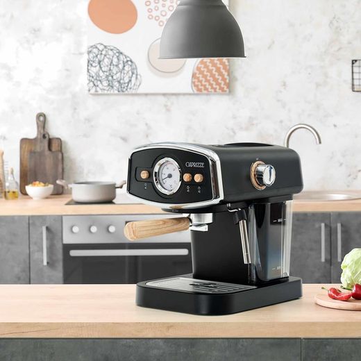 Svart halvautomatisk espressomaskin, 26,9 x 22,6 x 28,6 cm | kai