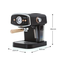 Svart halvautomatisk espressomaskin, 26,9 x 22,6 x 28,6 cm | kai
