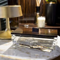 Chicago Glasbox mit Holzdeckel, 16,5 x 26 x 10,9 cm