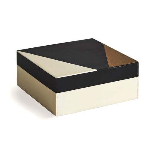 Caja de hueso y resina en blanco, negro y dorado, 16 x 16 x 76 cm | Ratna