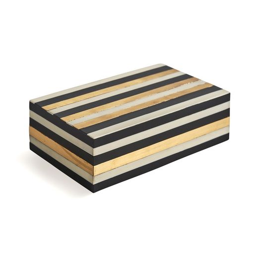 Bone and resin box in white, black and natural, 20 x 13 x 7 cm | Rahel