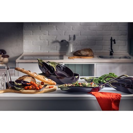 Steingutdose in Lila, 31,5 x 15 x 15 cm | Aubergine